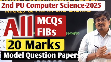 Important MCQs and FIBs | 2nd PUC Computer Science Exam 2025 | All Model Question Papers 2025