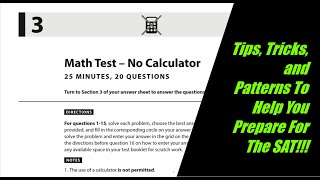 SAT Practice Test 3- Math No Calculator - In Depth Analysis, Answers, and Explanations!!!