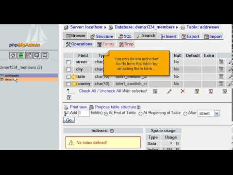 Deleting tables from a database with phpMyAdmin