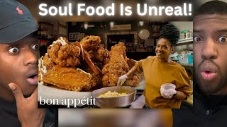 🇬🇧BLACK BRITS REACTS TO - The Best Soul Food in NYC is on Staten Island | On The Line | Bon Appétit