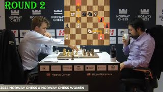 GREAT ENDGAME!! Magnus Carlsen vs Hikaru Nakamura || Norway Chess 2024 - R2 - Arma