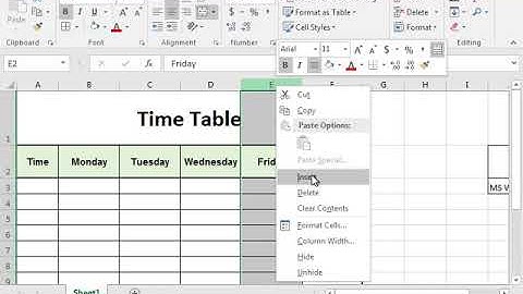How to insert Column and Row in MS Excel explained in Khmer