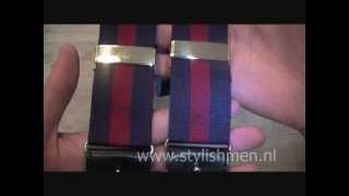 Albert Thurston Bretels Donkerblauw Met Rode Streep