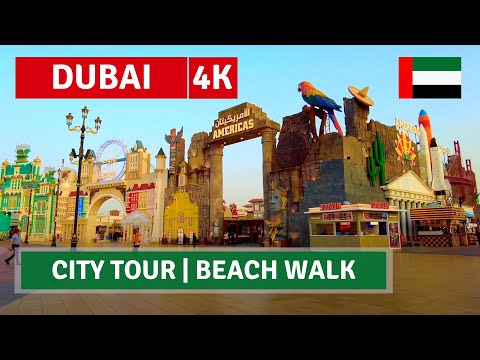 Dubai City Tour 2023 Burj Khalifa-Dubai Mall-Marina Beach-Global Village Walking Tour|4k UHD 60fps