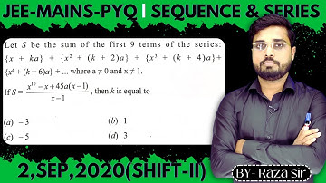 Let S be the sum of the first 9 terms of the series: {x + ka} + {x² + (k + 2)a}  || Let