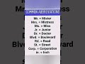 Common Abbreviations Shorts Vocabulary Abbreviation Common Abbreviations Shorts Vocabulary Abbreviation