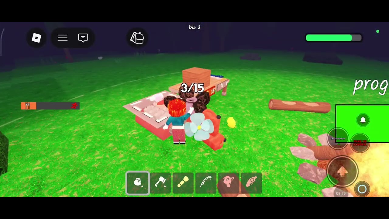 Jogando 99 Noites na floresta 