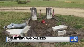 Confederate soldiers' headstones knocked over at Alva Cemetery