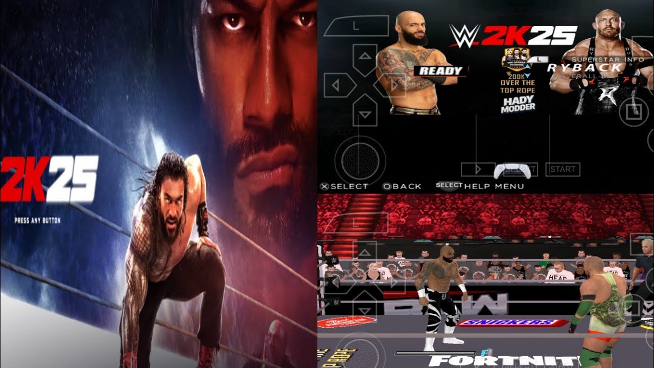 Wwe 2k25 new mod game PSP Android version Ricochet vs Ryback match game link incomment boxhadymodder