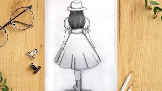 How to draw a simple Girl Backside - Drawing tutorial || Pencil sketch for beginner || Girl drawing