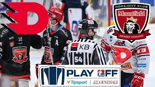 Čtvrtfinále play off -1.zápas:HC Dynamo Pardubice - Mountfield Hradec Králové 5:4 v prodl. (Sestřih)