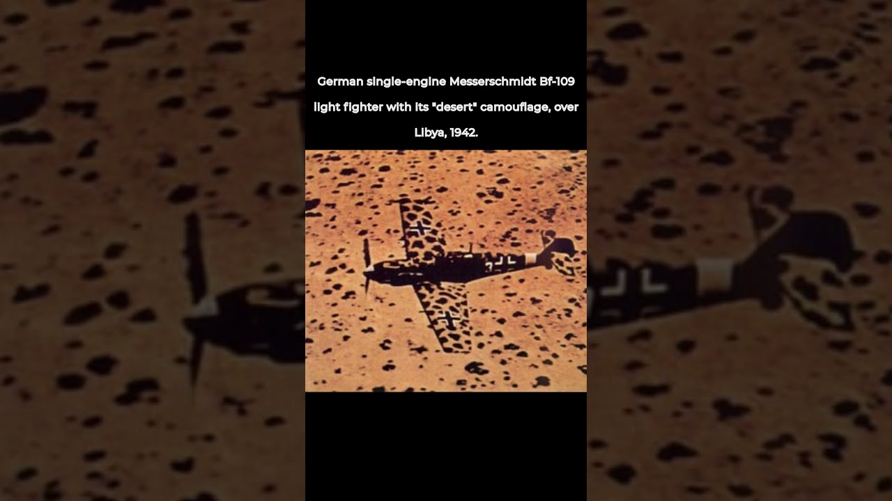 German single-engine Messerschmidt Bf-109 light fighter with its"desert" camouflage,over Libya,1942.