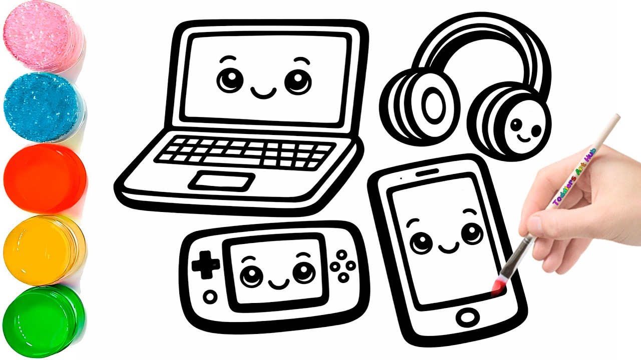 How to Draw Electronic Devices | How to Draw Laptop and iPhone Drawing ...