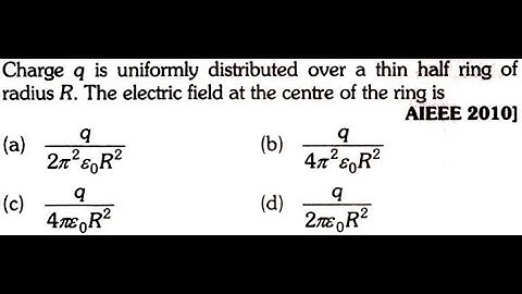 Charge q is uniformly distributed over a thin half ring of radius R. The electric field at the