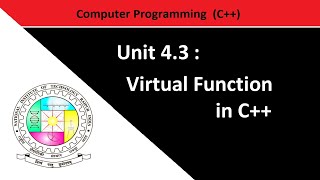 Unit 4.3 Virtual Function in C++ | Computer Programming | NIT Raipur | Mr. Vishal Sathawane