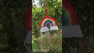 #macrame #macramedecor #recycledmaterials #macramé #windowdisplay #rainbow #macramerainbow