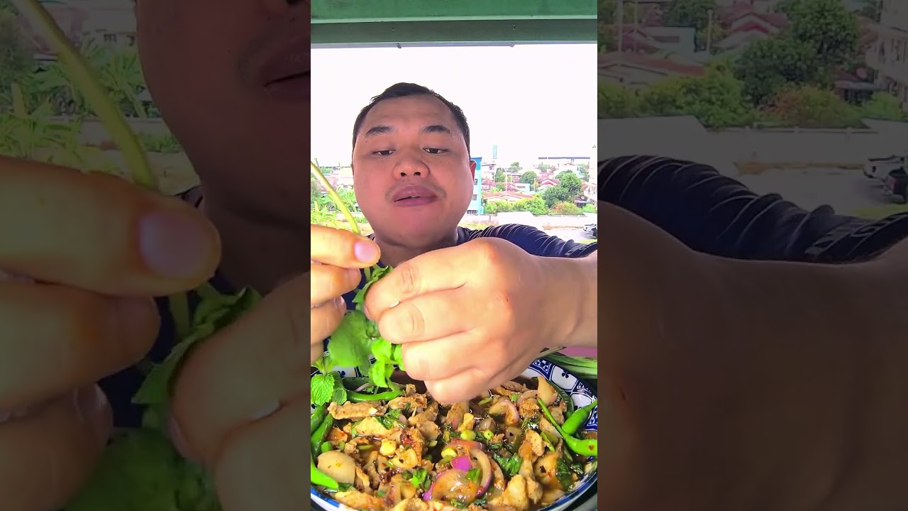 น้ำตกคอหมู ข้าวเหนียวร้อนๆ ผักแกล้มนิดหน่อย#กินโชว์ 