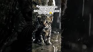 “A Tiny Kitten Crying Under the Rock in the Rain, Searching for Its Mother 😢”