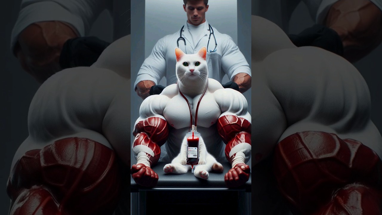 The cat donated blood for the patients /#