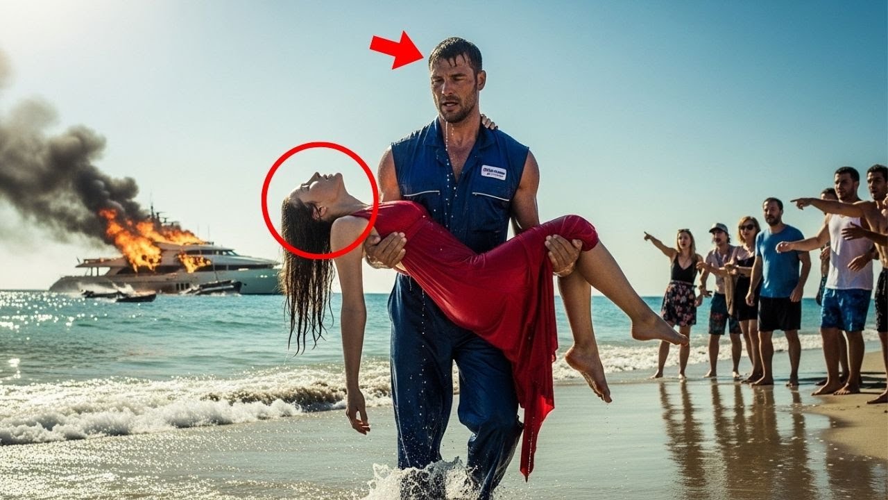 El barco de la millonaria se hundía en llamas, hasta que un mecánico pobre se lanzó al mar y…