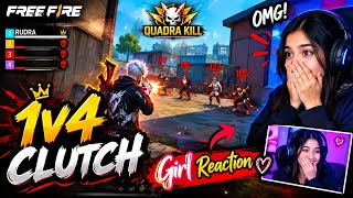 1 v 4 clutch Cute Girl Reaction video | Rudra Gaming #viral #ff #viral  screenshot 3