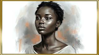 Melanin Beauty Portrait Art Frame for TV - Minimalist Sketch Background 4K screenshot 5