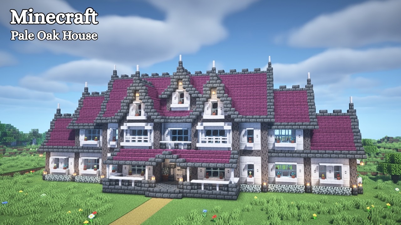 【マインクラフト】ペールオークを使った大きな家の作り方【マイクラ建築】【Minecraft】 - YouTube