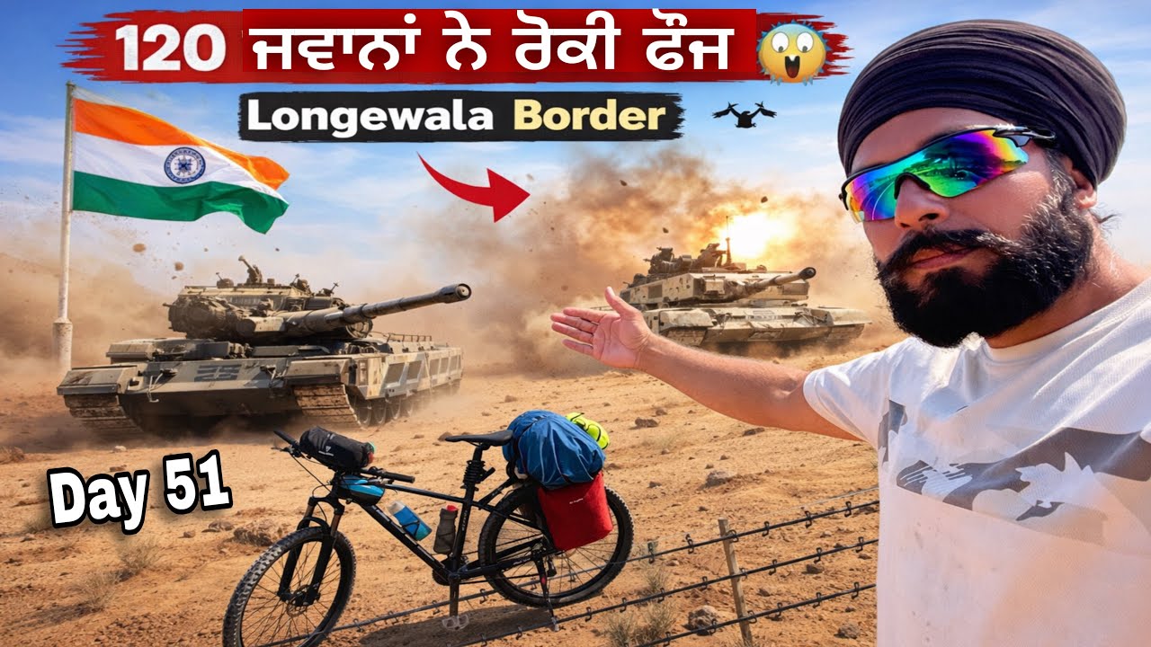 ਜਿੱਥੇ 120 ਜਵਾਨਾਂ ਨੇ ਰੋਕ ਦਿੱਤੀ ਪਾਕਿਸਤਾਨੀ ਫੌਜ । Longewala Border । Rajasthan Cycle Tour Day 51 Gur