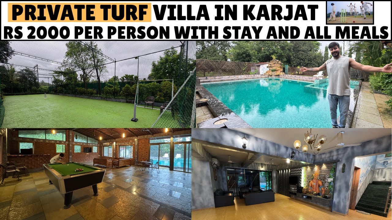 Private Cricket Turf Villa in Karjat | Budget Friendly Villa with Pool table and Swimming Pool