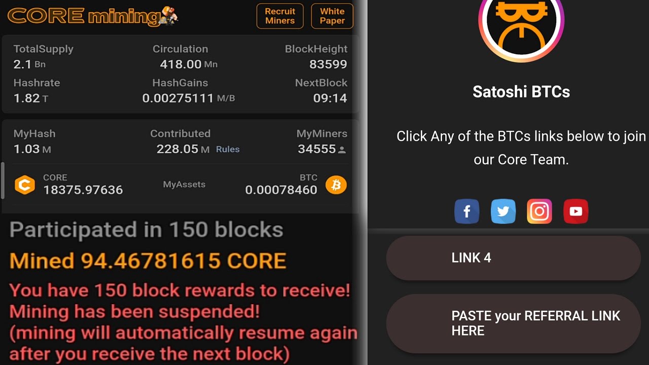 CORE (Satoshi BTCs) on X: Join me for free mining of digital assets Rubi  Block! Let's click to link:  Or enter the code  DANJEE I will give you 1500 mana to