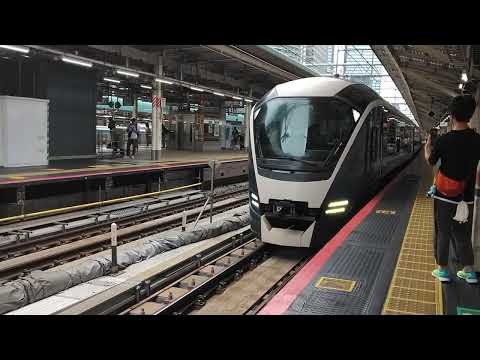 E261系RS02編成が特急サフィール踊り子号として東京駅9番線を発車するシーン