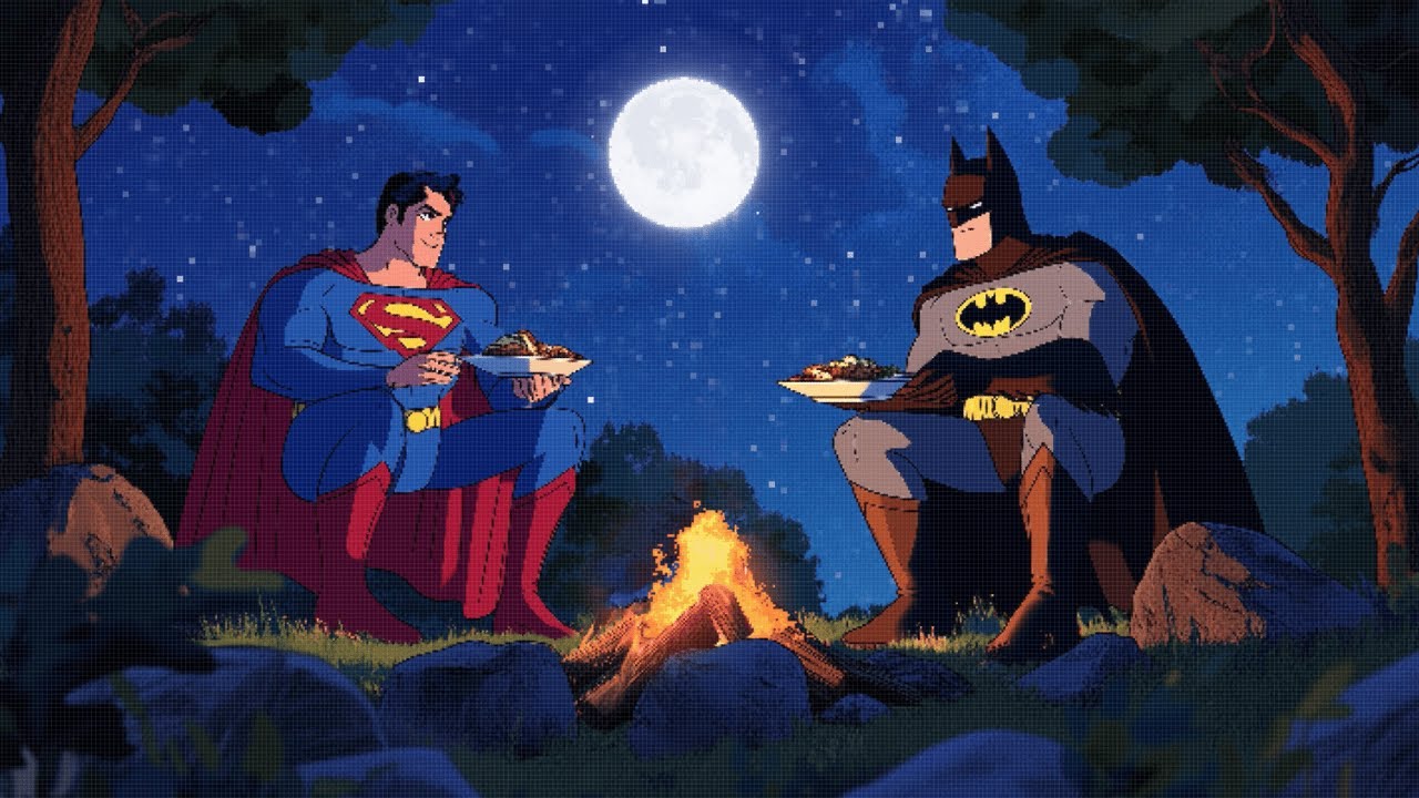 "Lo-fi Vibes with Superman & Batman | Forest Dinner & Relaxing Night Ambience 🌲🎧"