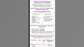MP PEB Sub Engineer, Draftsman & Other Post Recruitment 2022#ssc #airforce #upsc #indianarmy #mpsc