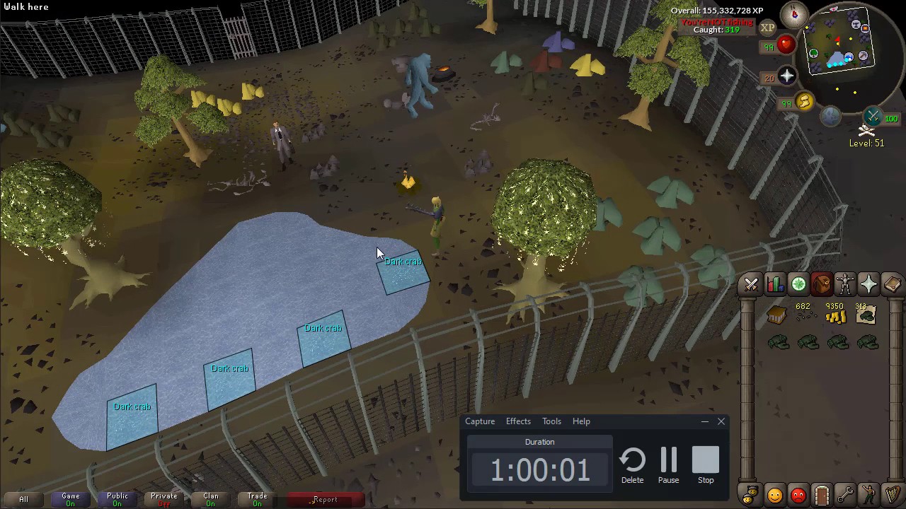 1 hour of catching raw dark crabs at 89 fishing with elite wilderness