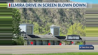 Elmira Drive-in entrance screen topples after severe weather
