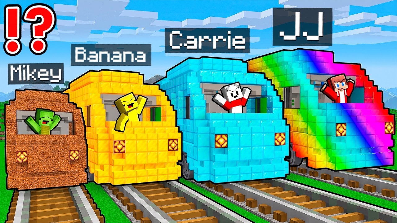 Mikey and JJ: POOR vs OP EPIC Train Battle in Minecraft - Maizen