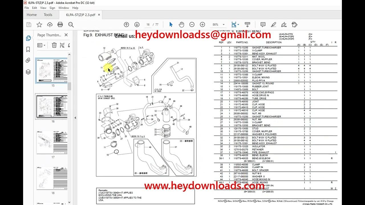 Yanmar 6LPA-STP2 6LPA-STZP2 6LPA-STZP3 Diesel Engine Parts Catalog
