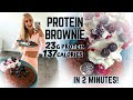 PROTEIN BROWNIE WITH 23g of PROTEIN in 2 min!! LOW CALORIES & 3 INGREDIENTS. Delicious recipe snack!