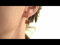 Carved red agate with Pegasus earrings with 24K yellow gold on sterling silver   By Kurtulan