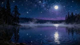 Starlit Lake Serenity 🌌 Calm Night Water Reflection | Sleep Screen & Meditation Ambience