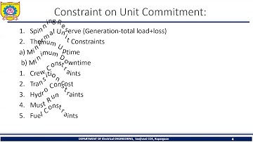 Unit Commitment Constraints