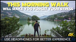 A Charming Monsoons Morning Walk In Bhimtal |  4K ASMR Nature Sounds of Birds, Lakes & Village