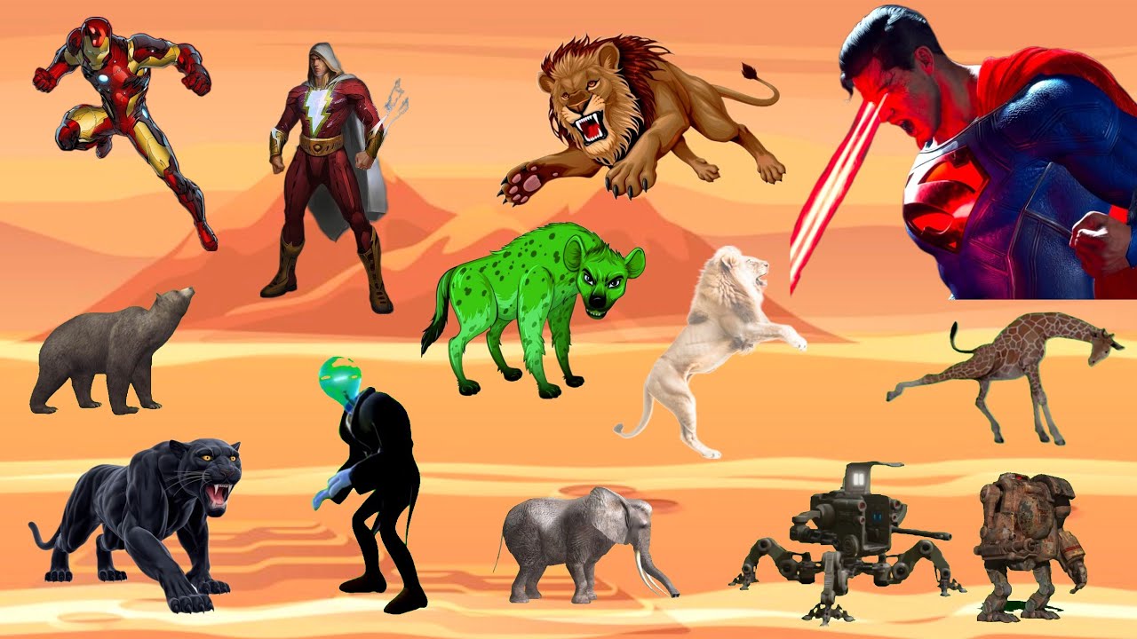 البطل الخارق سيمبا الادغال|ايرون مان|شازام|سوبرمان|النمر الاسود|أقوى قصص مجمعة شهر 8