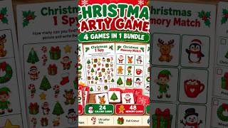 Christmas Party Games for Kids 🎄 Printable Bingo, I Spy, Memory Match & Scavenger Hunt #foryou #fyp Update