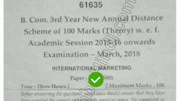 2018 Mdu BCom DDE 3rd Year International Marketing Question Paper