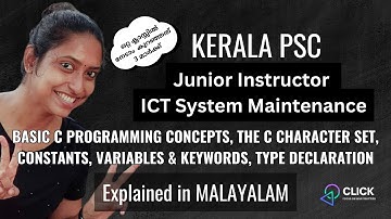 C Basics, Character Set, Constants, Variables, Keywords, Data Types | KPSC Junior Instructor ICTSM