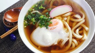 Tsukimi Udon Noodles & Udon Broth Recipe. (Udon noodles with egg) (Udon Soup) 月見うどんレシピ(作り方)
