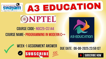 NPTEL Programming in Modern C++  Week 1 Answers | Prof. Partha Pratim Das | IITKGP | NOC25-CS144