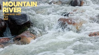 Mountain Stream Flowing 4K Relaxing River Sounds, White Noise, Nature Sounds for Sleeping.