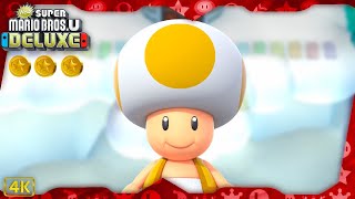 New Super Mario Bros. U Deluxe ⁴ᴷ World 7: Meringue Clouds (All Star Coins) Yellow Toad gameplay